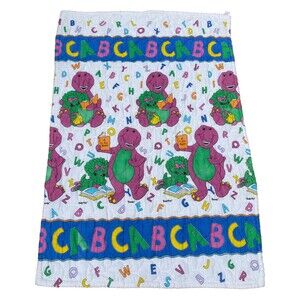 Vintage 1993 Barney Baby Bop ABC Quilted Blanket The Lyons Group 56" x 39"